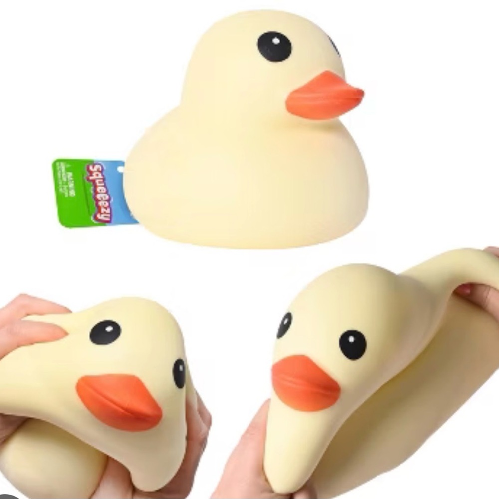 🐣 Cream Rubber Duck Squeeze Toy w/Orange Beak - quick 🚀